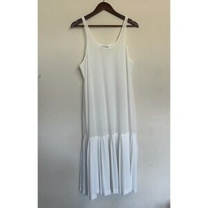 Vintage 1970s Kelli Kaye‎ Petticoat Slip Dress 16 White Pleated Long Cottagecore